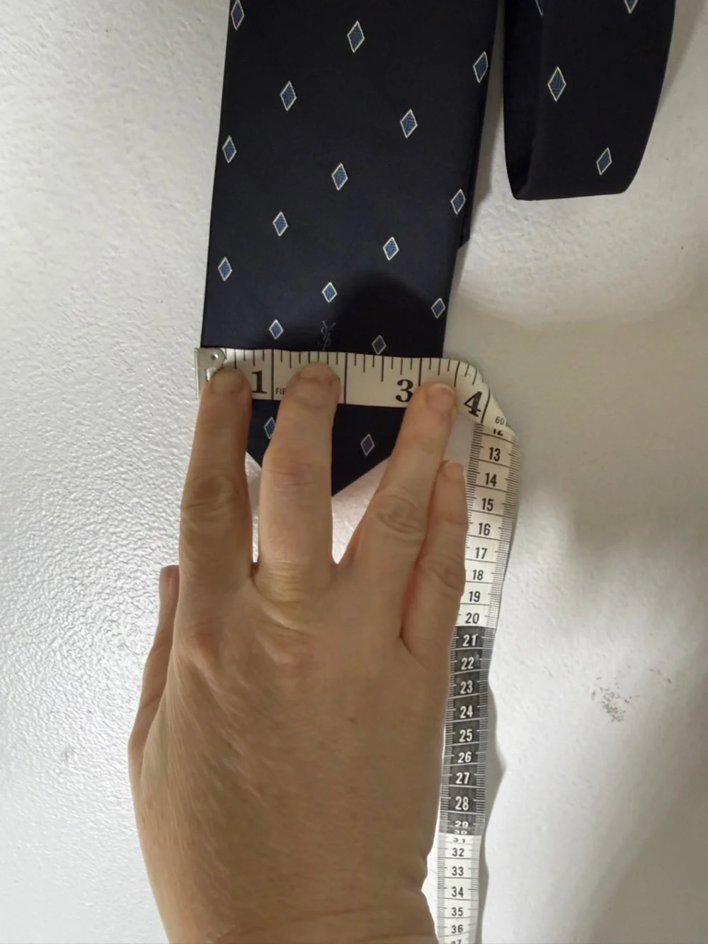 vintage ysl yves saint laurent Diamond Print Necktie Navy‎